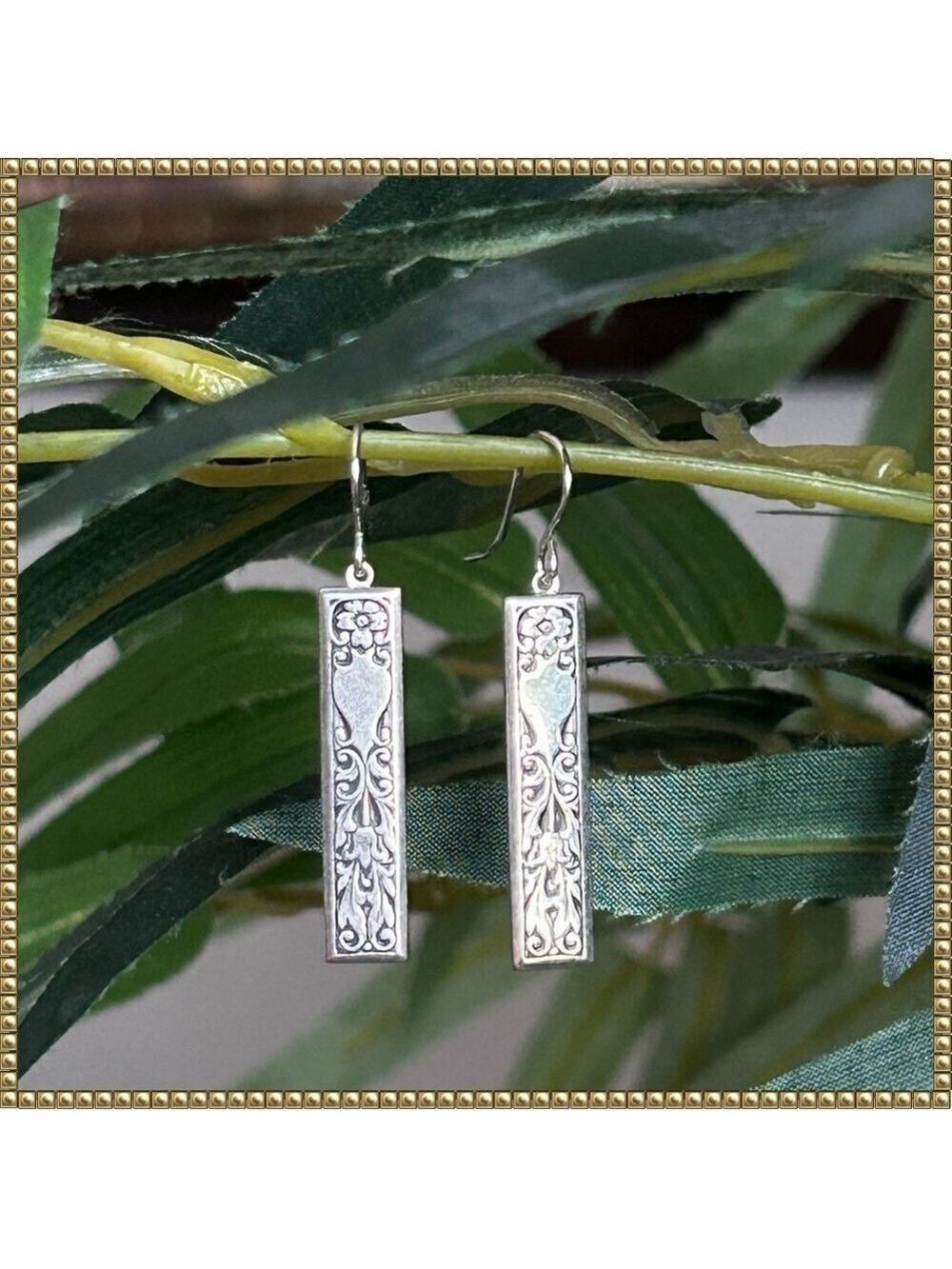 Silver Art Nouveau Dangle Earrings